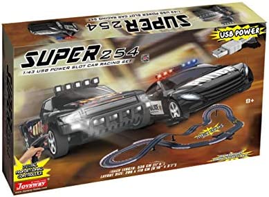 Super 251 USB Power Slot Car Racing Set LED Headlights Strong Magnetic Base Mechanical Lap Counter & Powerbase Integrated As Combo Track For Ages 8 And Up - Creative Track-Building Edition