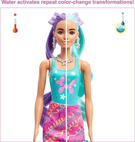 New Color Reveal Doll Glittery Purple With 25 Hairstyling & Party-Themed Surprises Including 10 Plug-in Hair Pieces Gift For Kids 3 Years Old & Up - Interactive Railway Play Set