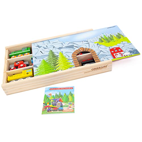 New Toys 12 (20 Pcs) Wooden Train Cars For Kids + Dual-use Wooden Box Cover/Tunnel Wooden Train Set Trains Toy Compatible With Thomas Wooden Railway Brio - Interactive Railway Play Set