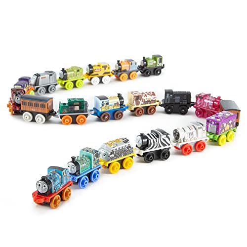 Budget MINIS Toy Train Pack Set Of 20 Miniature Push-Along Engines And Railway Vehicles For Preschool Pretend Play - Interactive Railway Play Set