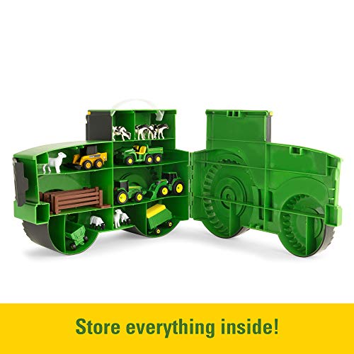New TOMY John Deere Durable Vehicle Toy Set For Kids With Tractor Shaped Portable Carry Cas - Hands-On Tractor Play Collection