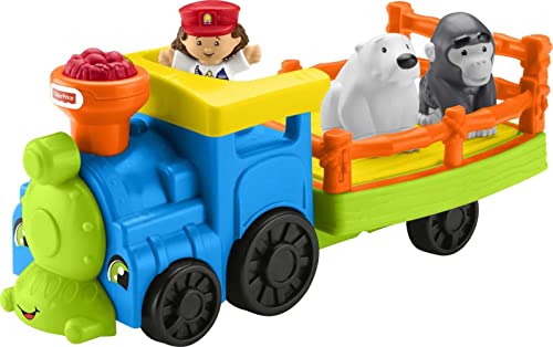 Little People Zoo Train Toy With Music And Sounds For Toddlers 1 Conductor And 2 Animal Toy Figures Choo-Choo Zoo Train - Interactive Railway Play Set