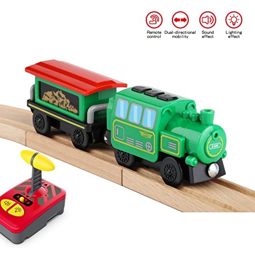 Budget Wooden Train Accessories Battery Operated Locomotive Train Remote Control Train For Track Set Powerful Engine Train Vehicles Fit All Major Brands Track Railway System (Battery Not Included) - Interactive Railway Play Set