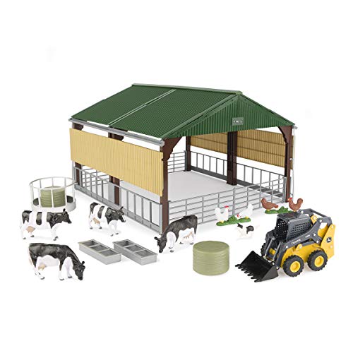 Cheap Skidsteer And Shed Playset Cow Chickens Fence LP75987 - Hands-On Tractor Play Collection