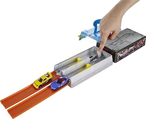 Discount Race Case Track Set With 2 Hot Wheels Cars Dual Launcher For Side-By-Side Racing Storage Container Toy For Kids 4 Years Old & Up - Creative Track-Building Edition
