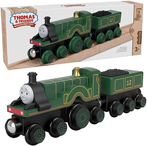 Cheap Wooden Railway James Engine And Coal Car Push-Along Train Made From Sustainably Sourced Wood For Kids 2 Years And Up - Interactive Railway Play Set