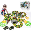 New Dinosaur Train Toys For Kids Longer Track 6 Realistic Jurassic Dino Figures 2 Electric Toy Car Twisted Flexible Train Track Set For Toddlers Boys & Girls 3 4 5 6 7 Years - Creative Track-Building Edition