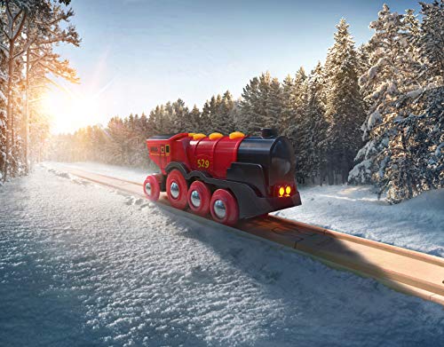 RIO World 33592 Mighty Red Action Locomotive Battery Operated Toy Train With Light And Sound Effects For Kids Age 3 And Up - Interactive Railway Play Set
