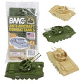 Promo Lassic Payton Anti-Aircraft Tanks – 4pc Tan Green Plastic Army Men Vehicle - Interactive Railway Play Set