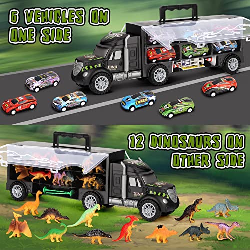 Dinosaur Toys For Kids 3-5 Dinosaur Truck Carrier Transport Truck Dinosaurs Toys For Boys And Girls 3 4 5 6 Years Old With Dino Eggs 23 Pcs Kids Toys Dinosaur - Creative Track-Building Edition