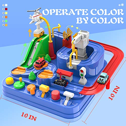 Toddler Toys For 3 4 5 Years Old Boys Girls Car Adventure Toys City Rescue With 4 Mini Cars,Race Tracks Car Toys For Boys Age 3-5 Birthday Gifts For 3-5 Year Old Boys Girls 10.2×10.2×7.2in - Creative Track-Building Edition