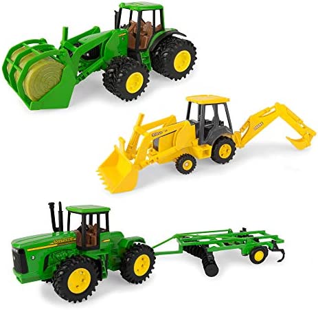 TOMY John Deere Kids Tractor Toy With Flarebox Wagon Set 8 Inches - Hands-On Tractor Play Collection