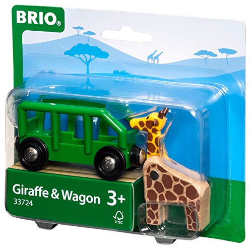 RIO World – 33724 Giraffe And Wagon 2 Piece Toy Train Accessory For Kids Ages 3 And Up Green - Interactive Railway Play Set