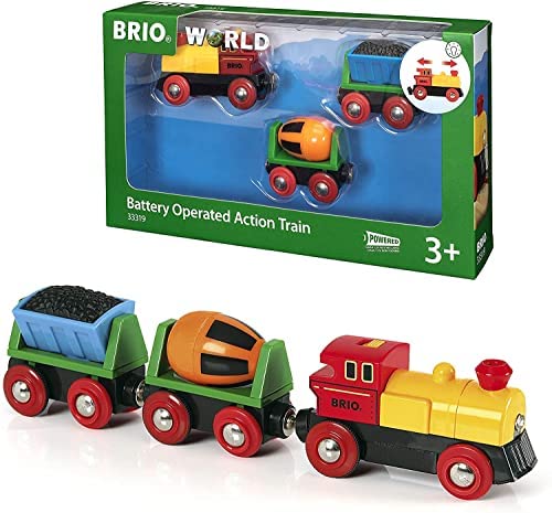 Budget RIO World – 33319 Battery Operated Action Train 3 Piece Toy Train For Kids Ages 3 And Up - Interactive Railway Play Set