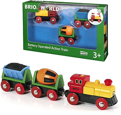 Budget RIO World – 33319 Battery Operated Action Train 3 Piece Toy Train For Kids Ages 3 And Up - Interactive Railway Play Set