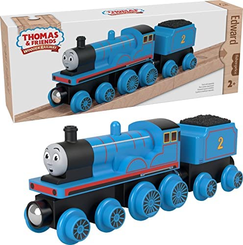 Cheap Wooden Railway James Engine And Coal Car Push-Along Train Made From Sustainably Sourced Wood For Kids 2 Years And Up - Interactive Railway Play Set