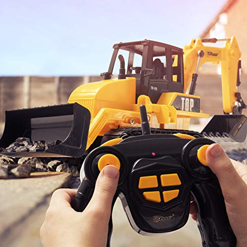 8 Channel Full Functional RC Excavator Backhoe Loader Battery Powered Electric RC Remote Control Construction Tractor With Lights & Sound TR-119 - Hands-On Tractor Play Collection