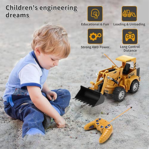 Remote Control Construction Toy – RC Bulldozer 1/24 Front Loader RC Tractor Vehicles With 2 Rechargeable Batteries Pretend Construction Playset Toys For 3 4 5 6 Years Old Boys Girls Kids Gift - Hands-On Tractor Play Collection