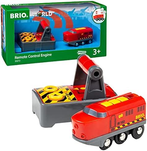 RIO World 33213 – RC Train – 2 Piece Wooden Toy Train Set For Kids Age 3 And Up - Interactive Railway Play Set