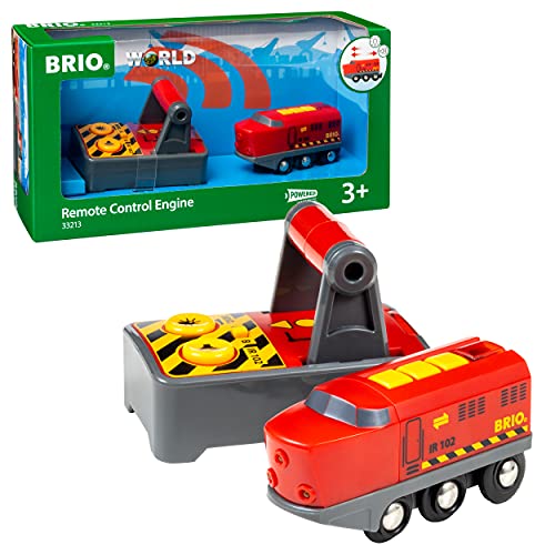 RIO World 33213 – RC Train – 2 Piece Wooden Toy Train Set For Kids Age 3 And Up - Interactive Railway Play Set