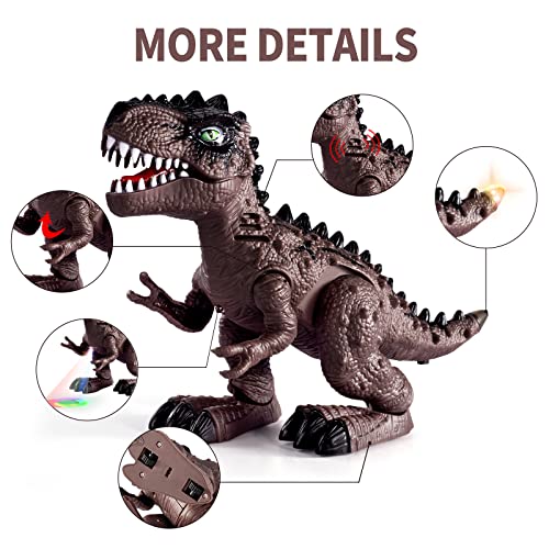 New 3 Pack Electric Walking Dinosaur Toys For Toddlers 2-4 3-5 Years With Roar Sounds And Lights Up Realistic Robot T-Rex Brachiosaurus Stegosaurus Dinosaur Figures For Kids - Creative Track-Building Edition