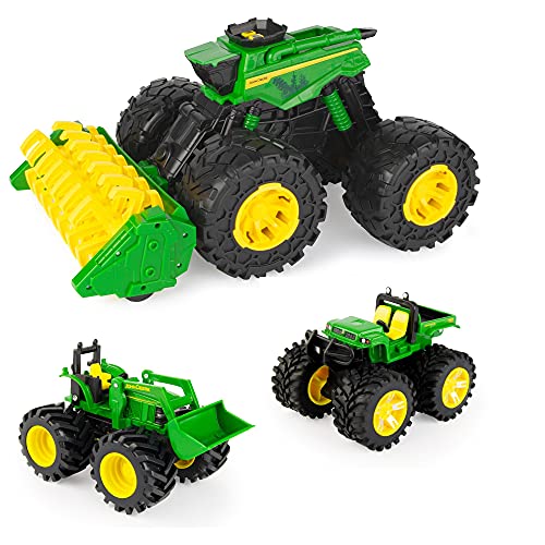 Toddler Toys Monster Treads Super Scale Combine Toy Set With 2 Extra Monster Treads Vehicles Ages 3+ G - Hands-On Tractor Play Collection