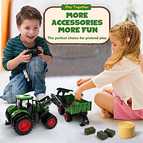 Top 10 Remote Control Tractor Toy Kids RC Tractor Set & Truck And Trailer Front Loader – Metal Car Head/8 Wheel/ Light Toddlers Farm Vehicle Toys For 2 3 4 5 6 7 8 9 Year Old Boys Christmas Birthday Gif - Hands-On Tractor Play Collection