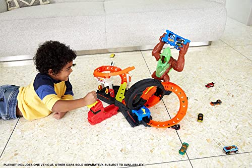 Cheap Toxic Gorilla Slam Gas Station & Tire Repair Shop Playset With Adjustable Launcher Lights & Sounds & 1 1:64 Scale Car Connects To Other Track Sets Gift For Kids 5 Years Old & Up - Creative Track-Building Edition