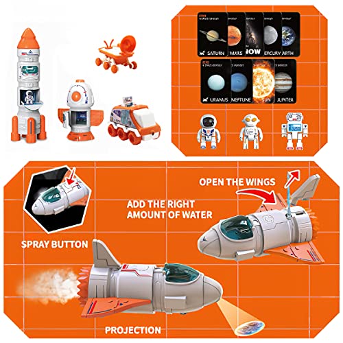Space Toy For Kids Rocket Ship Toys With Space Shuttle Astronaut Figures Space Rover Spaces Station 5 In 1 Spaceship Toy For Boys 3-8 Aerospace Model Space Figure Toys With Sound & Ligh - Space-Themed Activity Set