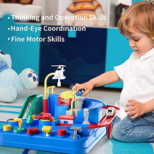 Kids Race Track Toys For Boy Car Adventure Toy For 3 4 5 6 7 Years Old Boys Girls Puzzle Rail Car City Rescue Playsets Magnet Toys W/ 3 Mini Cars Preschool Educational Car Games Gift Toys - Creative Track-Building Edition