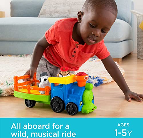 Little People Zoo Train Toy With Music And Sounds For Toddlers 1 Conductor And 2 Animal Toy Figures Choo-Choo Zoo Train - Interactive Railway Play Set