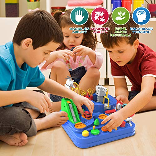 Toddler Toys For 3 4 5 Years Old Boys Girls Car Adventure Toys City Rescue With 4 Mini Cars,Race Tracks Car Toys For Boys Age 3-5 Birthday Gifts For 3-5 Year Old Boys Girls 10.2×10.2×7.2in - Creative Track-Building Edition