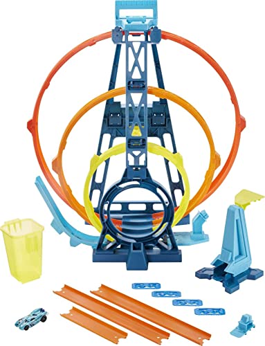Track Builder Unlimited Triple Loop Kit Collapsible 3-Loop Gift Set For Kids 6 To 12 Years Old & One 1:64 Scale Hot Wheels Vehicle With Connection Points Amazon Exclusive - Creative Track-Building Edition