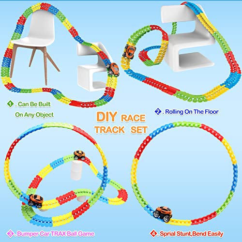 Toys For 3 Year Old Boys,Kids Toys For Boys Girls Age 3-5,184 PCS Toddler Toys Race Car Track Set With Flexible Track Create A Road Race,DIY Magic Car Toys For 3 4 5 Year Old Christmas Birthday Gifts Red Green Yellow - Creative Track-Building Edition