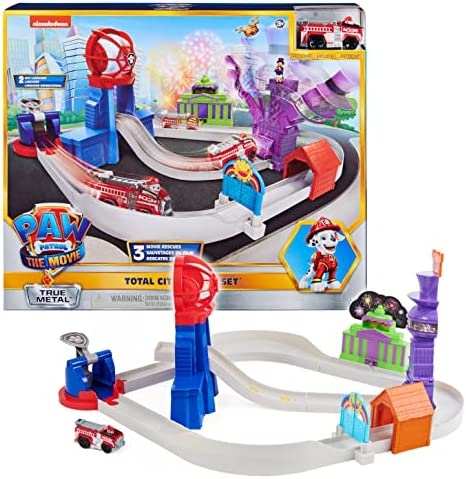 True Metal Total City Rescue Movie Track Set With Exclusive Marshall Vehicle 1:55 Scale Kids Toys For Ages 3 And Up - Creative Track-Building Edition
