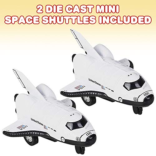 Diecast Mini Space Shuttle With Pullback Mechanism Set Of 2 Diecast Metal NASA Space Toys For Boys Astronaut Cake Decorations Astronaut Space Theme Party Favors - Space-Themed Activity Set