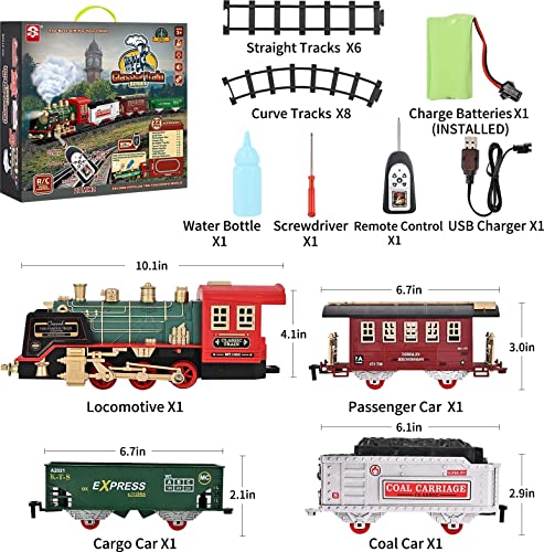 Train Set – Rechargeable Battery And Remote – Around The Christmas Tree With Water Steam Music & Lights – Electric Train Toy Gift Toys For Age 3 4 5 6 7 8+ Kids Toddlers 2022 Remote Control Train Se - Interactive Railway Play Set