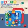 Preschool Educational Car Toys Gifts Puzzle Car Race Tracks Race Track Toys For Boy Car Adventure Toy For 3 4 5 6 7 8 Years Old Kids (Blue Helicopter Car) - Creative Track-Building Edition
