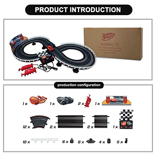 Electric Racing Tracks Loop Circuit Track Set Lightning McQueen Toys And Storm Battery-Powered Including 2 Slot Cars 1:43 Scale With Dual Racing And 2 Controllers - Creative Track-Building Edition