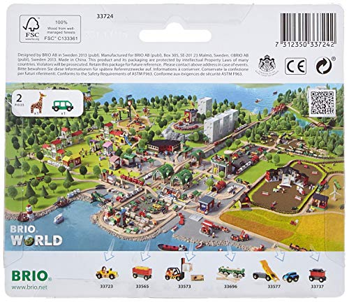 RIO World – 33724 Giraffe And Wagon 2 Piece Toy Train Accessory For Kids Ages 3 And Up Green - Interactive Railway Play Set
