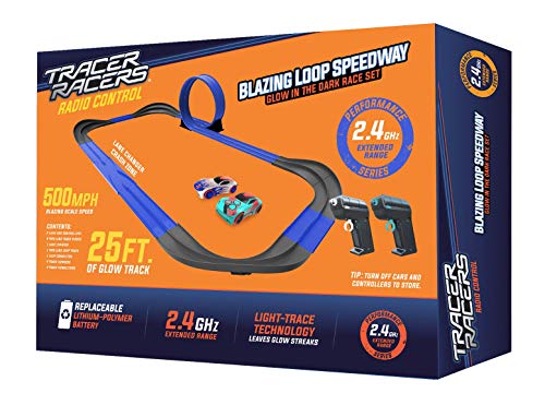 2.4 GHz Radio Control Remote Slot-Less Cordless Racing Blazin Loop Speedway Track Set With Two C - Creative Track-Building Edition