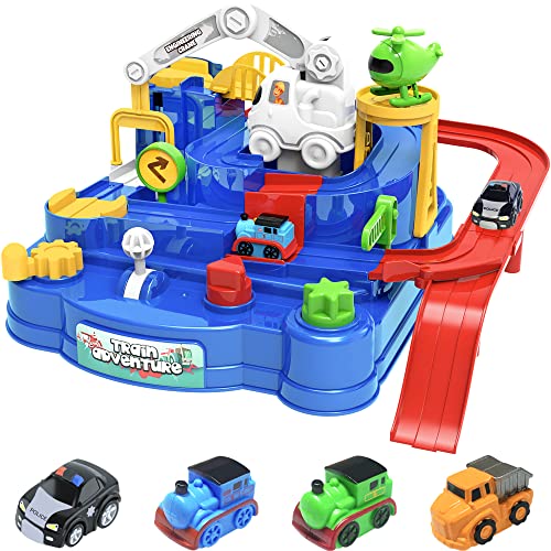 New Toddler Race Track Kids Boy Car Toys Age 3 4 Year Old Boys Girls Preschool Puzzle Rail Car Adventure City Rescue Game Parking Garage Playset Birthday Educational Gifts For Kids Ages 3 4 5 6 Years Old - Creative Track-Building Edition