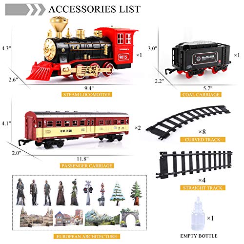 Cheap Train Sets With Steam Locomotive Engine Cargo Car And Tracks Battery Powered Play Set Toy W/ Smoke Light & Sounds For Kids Boys & Girls 3 4 5 6 7 Years Old - Interactive Railway Play Set