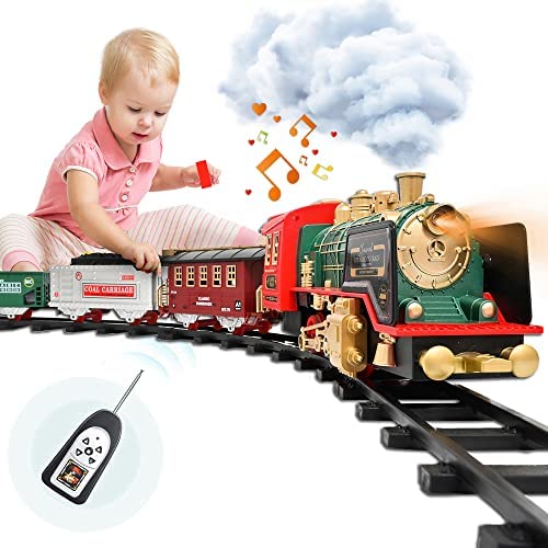 Train Set – Rechargeable Battery And Remote – Around The Christmas Tree With Water Steam Music & Lights – Electric Train Toy Gift Toys For Age 3 4 5 6 7 8+ Kids Toddlers 2022 Remote Control Train Se - Interactive Railway Play Set