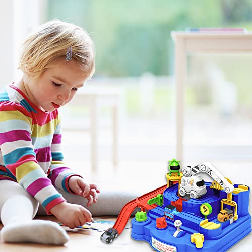 New Toddler Race Track Kids Boy Car Toys Age 3 4 Year Old Boys Girls Preschool Puzzle Rail Car Adventure City Rescue Game Parking Garage Playset Birthday Educational Gifts For Kids Ages 3 4 5 6 Years Old - Creative Track-Building Edition