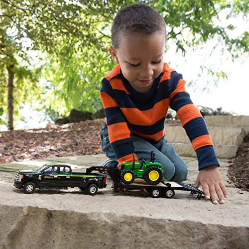 ERTL 1:32 Scale Ford F350 Pickup And Tractor Set — Includes John Deere Tractor Ford F350 Pickup And Gooseneck Trailer — 17.25 X 3.2 X 4.5 Inches — Ages 3 Years And Up - Hands-On Tractor Play Collection