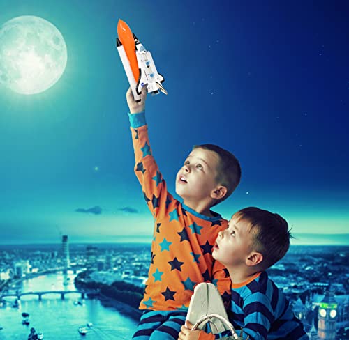 ASA Space Shuttle Toy For Kids Pretend Play 2 Piece Set Rocket Ship With Lights And Sound Diecast Spaceship For Boys Girls Toddlers - Space-Themed Activity Set