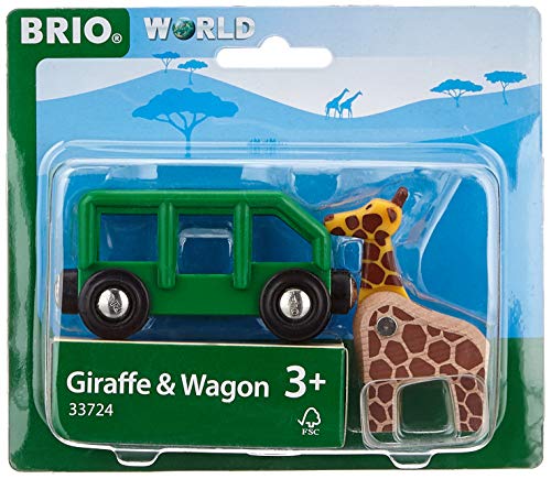 RIO World – 33724 Giraffe And Wagon 2 Piece Toy Train Accessory For Kids Ages 3 And Up Green - Interactive Railway Play Set