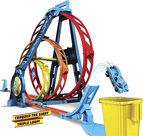Track Builder Unlimited Triple Loop Kit Collapsible 3-Loop Gift Set For Kids 6 To 12 Years Old & One 1:64 Scale Hot Wheels Vehicle With Connection Points Amazon Exclusive - Creative Track-Building Edition