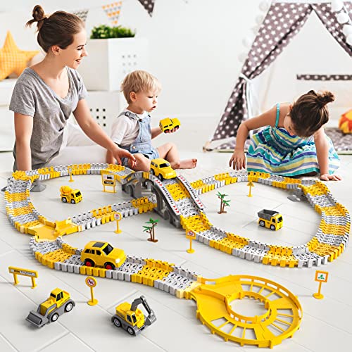 Wholesale IHaHa 236 PCS Construction Toys Race Tracks For Boys Kids Toys 6 PCS Construction Car And Flexible Track Playset Create A Engineering Road For 3 4 5 6 Year Old Boys Girls Toys - Creative Track-Building Edition
